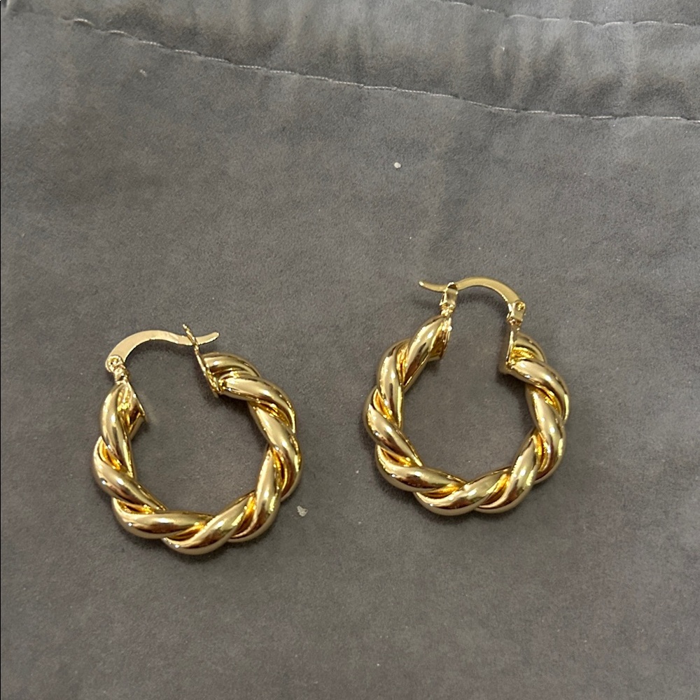 Gold Twisted Hoop Earrings